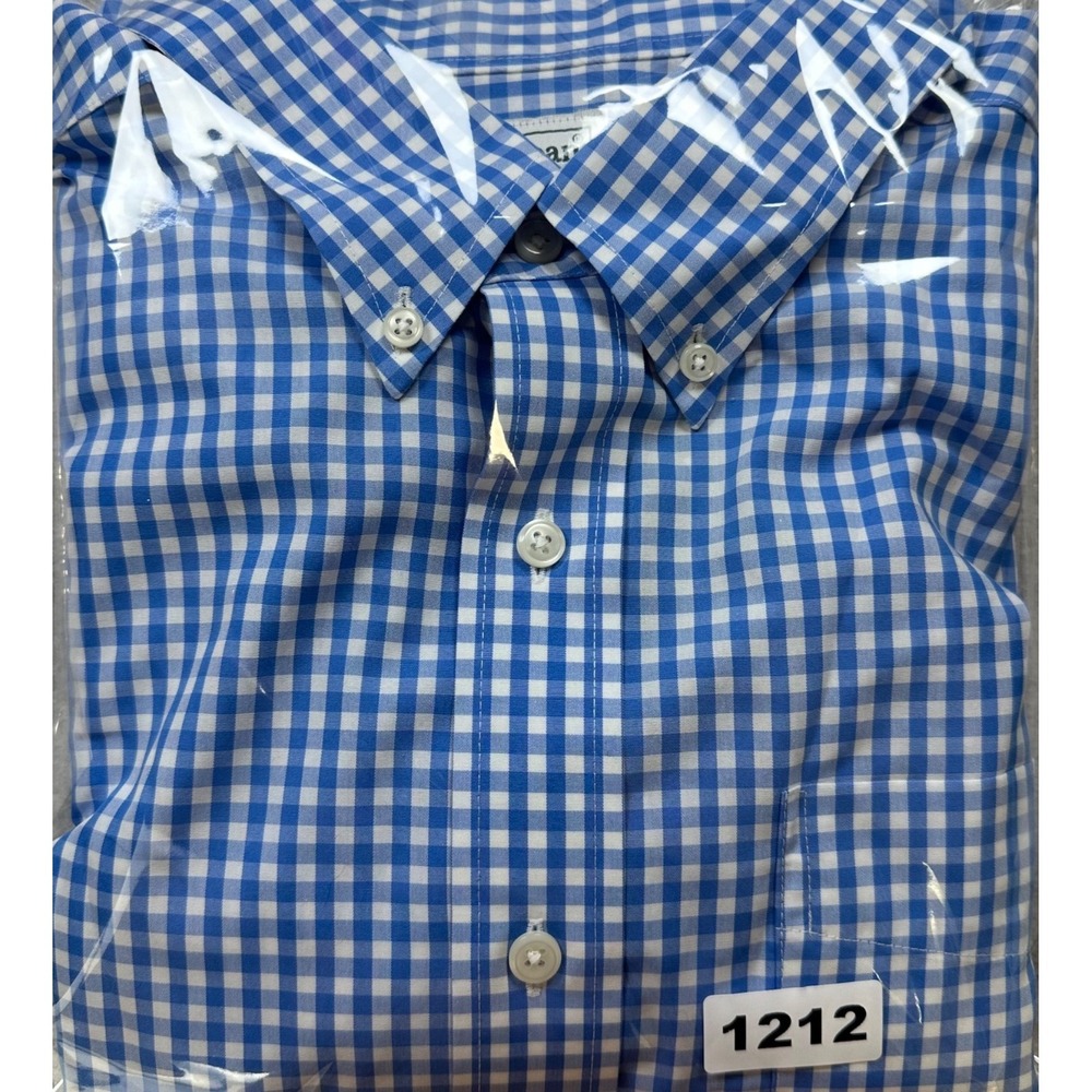 L.L. BEAN Men's L TALL Traditional Blue Gingham Short Sleeve Button Down Shirt - Picture 11 of 11